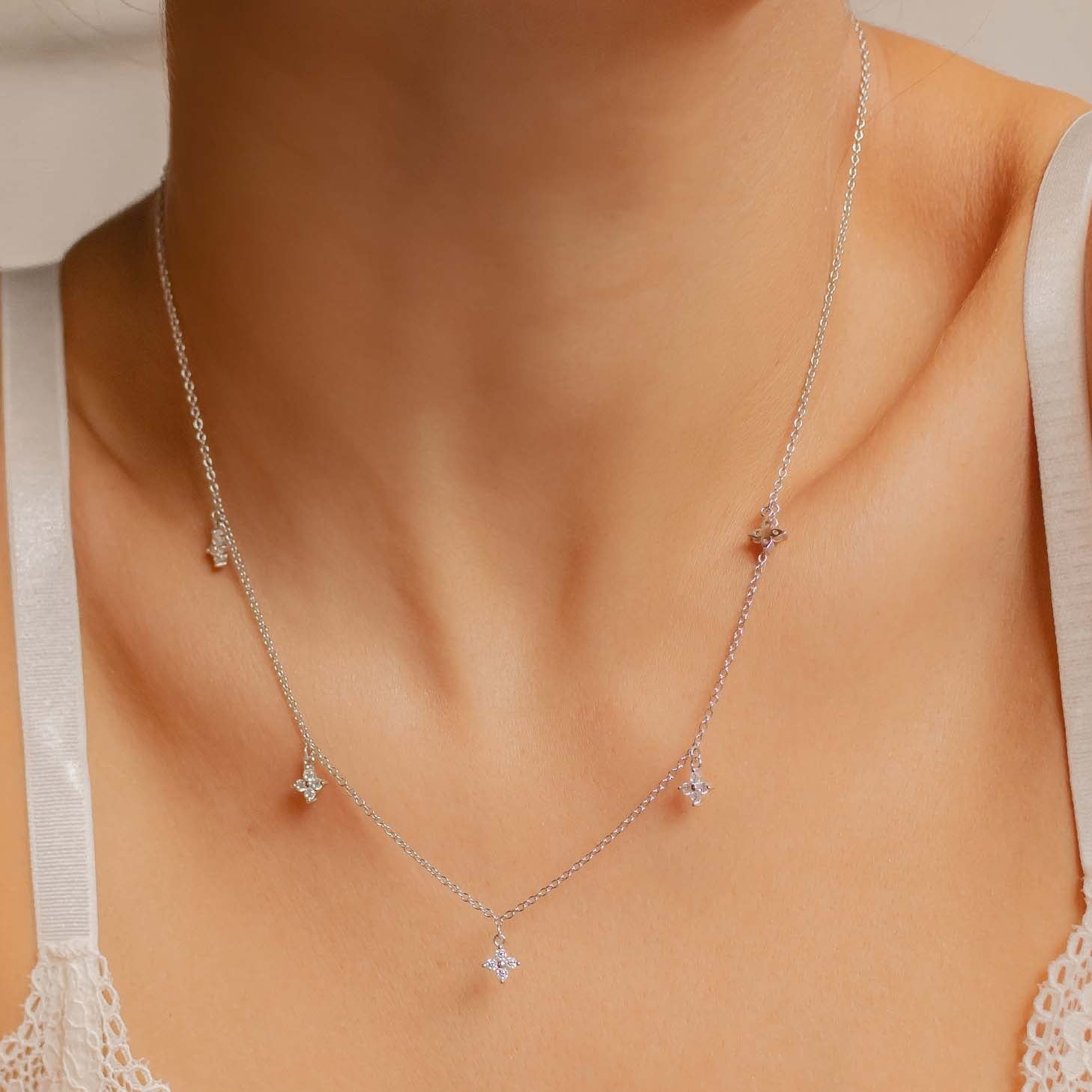 Floret Charm Necklace Sterling Silver
